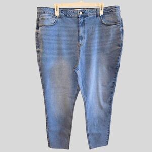 ASOS Urban Bliss Cropped Jeans Womens Plus Size 20 Frayed Hem Stretch Jeans Blue